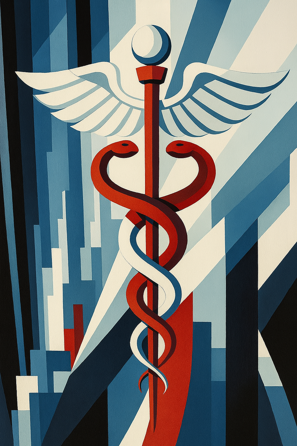 Affiche à imprimer - Le Caducée Art Déco - Œuvre Fine Art Symbolique