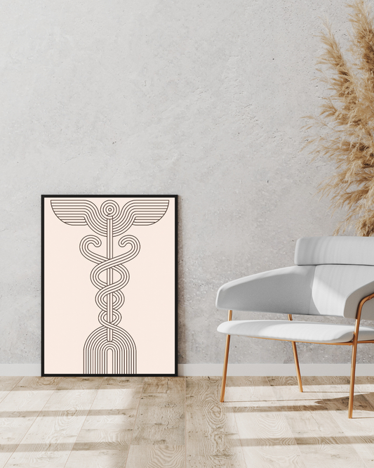 Affiche à imprimer - Le Caducée Moderne - Œuvre Fine Art Minimaliste