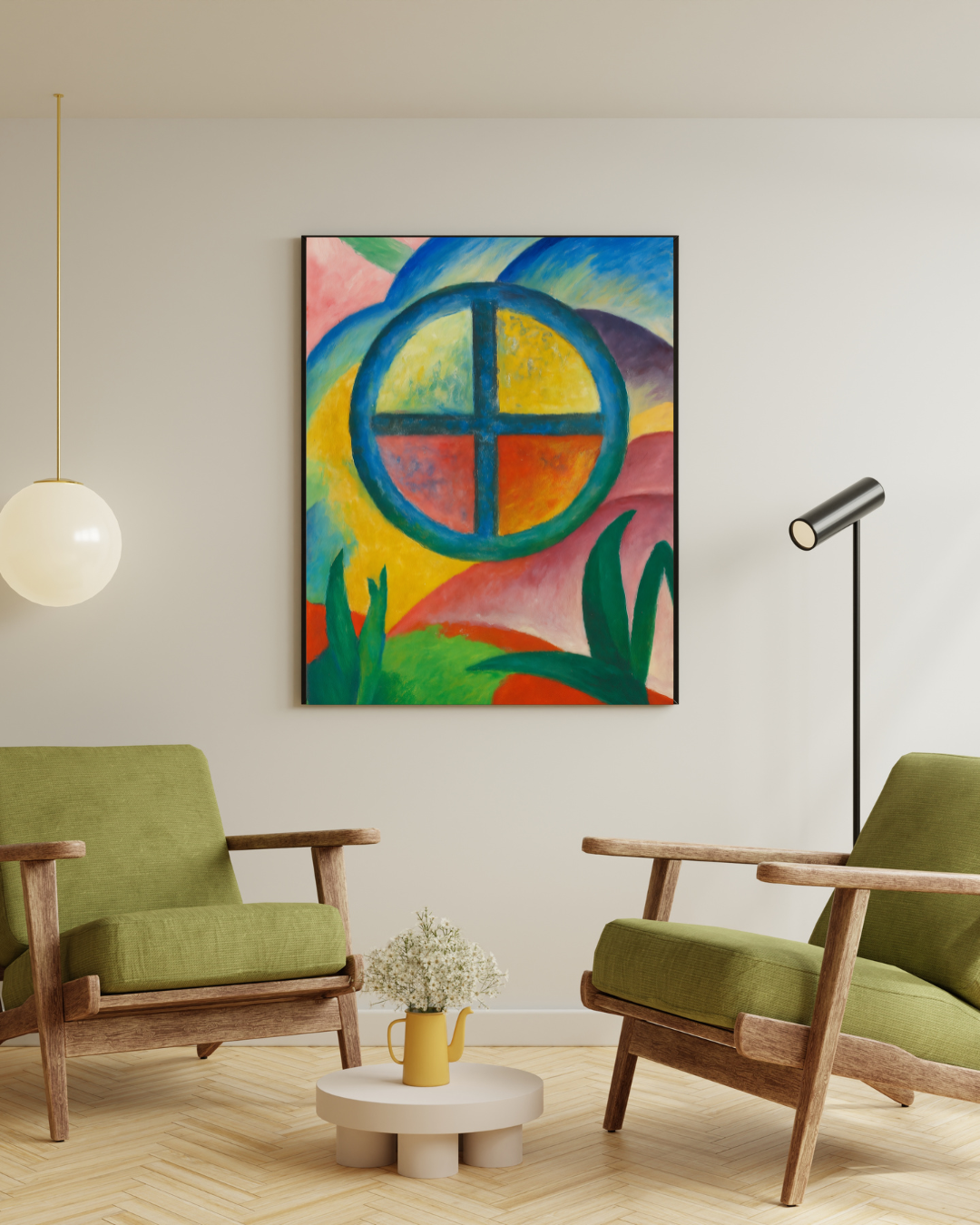 Affiche à imprimer - Roue de Médecine Expressionniste - Œuvre Vibratoire du Mouvement Intérieur