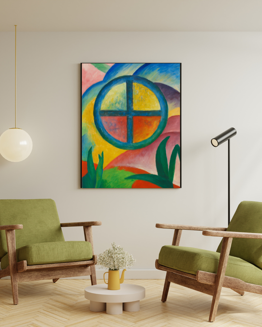 Affiche à imprimer - Roue de Médecine Expressionniste - Œuvre Vibratoire du Mouvement Intérieur