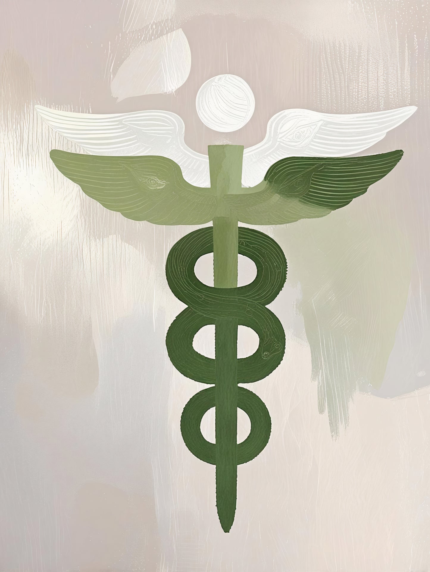 Affiche à imprimer - Caducée vert - Alchimie du Vivant - Symbolisme contemporain